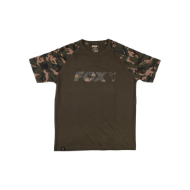 FOX - Tričko Raglan khaki/camo sleeves t shirt vel. XXXL - VÝPRODEJ