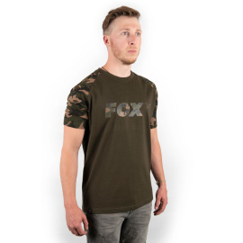 FOX - Tričko Raglan khaki/camo sleeves t shirt vel. XXXL - VÝPRODEJ