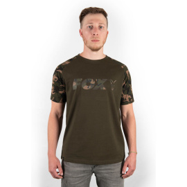 FOX - Tričko Raglan khaki/camo sleeves t shirt vel. XXXL - VÝPRODEJ