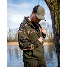 FOX - Mikina LW Khaki Camo Split Zip Hoody